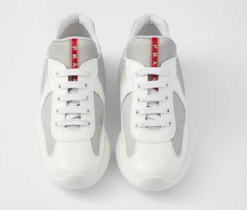 Sneakers Prada America’s Cup en cuir verni et tissu technique